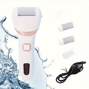 Rechargeable Electric Foot Grinder & Callus Remover – Pedicure Kit with 3 Roller Heads